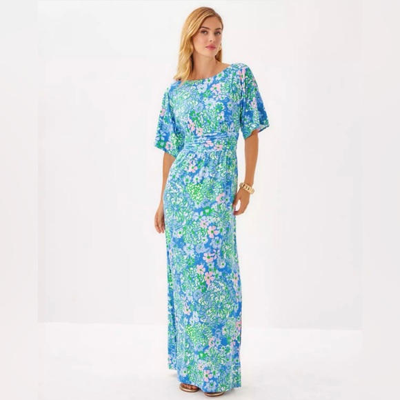 Lilly Pulitzer Dresses & Skirts - Lilly Pulitzer Parigi Boat Neck Vibrant Blue and Green Maxi Dress